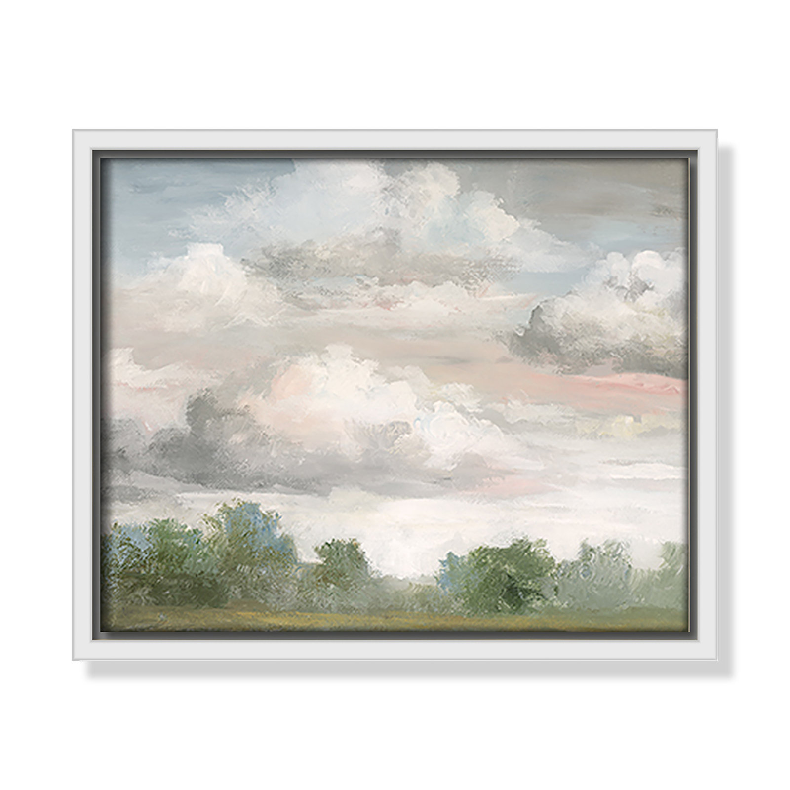 Pastel Morning Sky Framed On Canvas by Nan Print, 9.5" H x 11.5" W x 2" D, White Framed