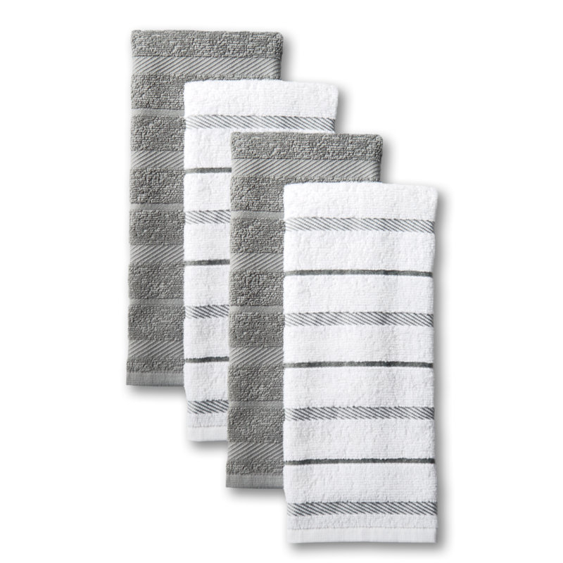 KitchenAid Albany Kitchen Towel 4-Pack Set, Gray