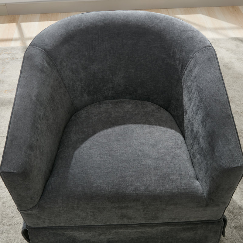 Upholstered Swivel Barrel Chair, Gray