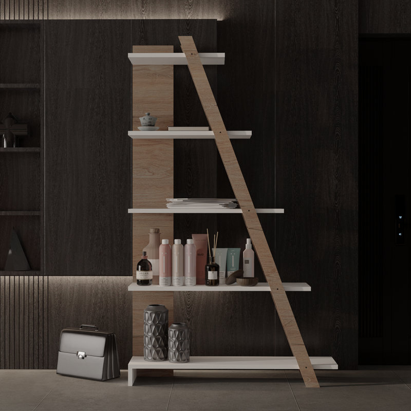 Ladder Bookcase, Natural/White
