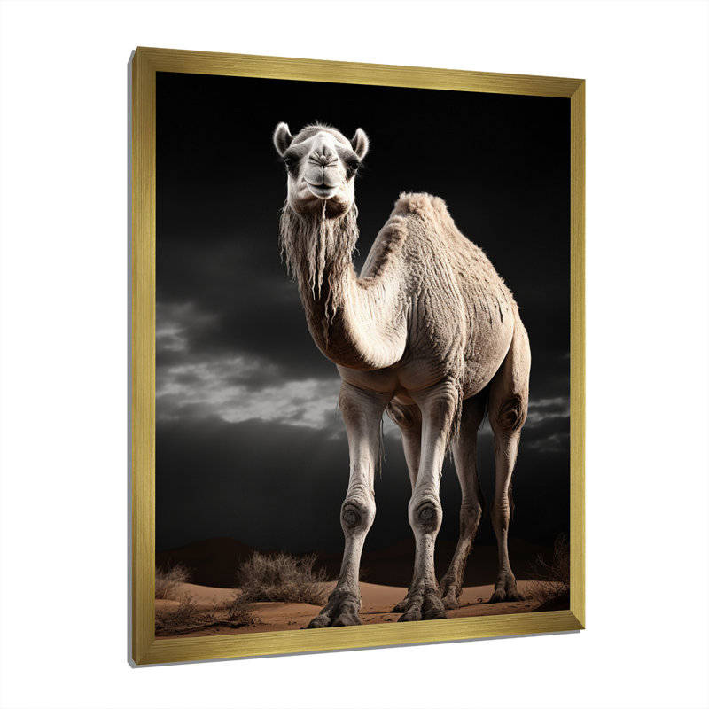 Yuriel Camel Graceful Steps - Imprimé, H 32 po x l 16 po x P 1 po, Cadre doré à une seule photo