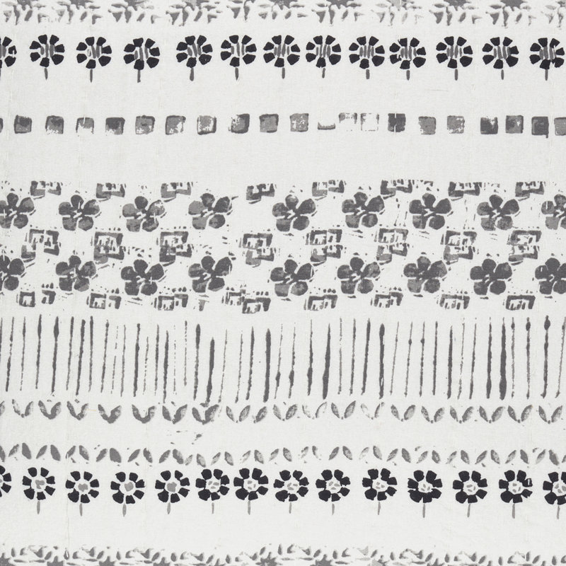 Gray and Ivory Floral Cotton Coverlet