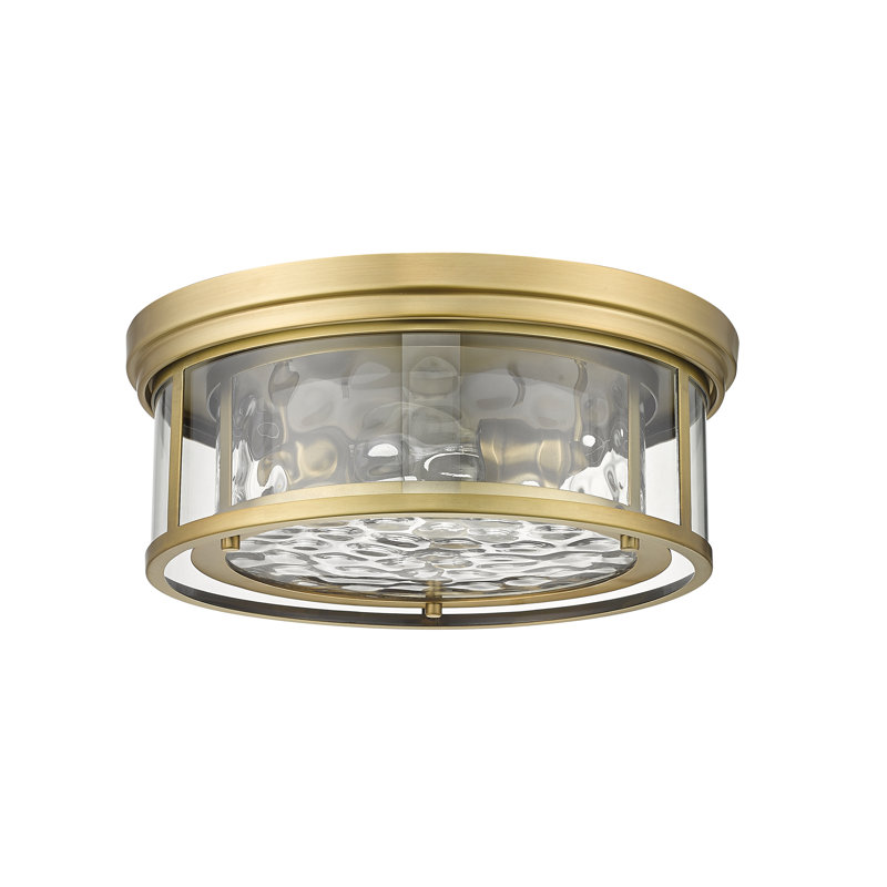 Masuda Glass Flush Mount, Rubbed Brass