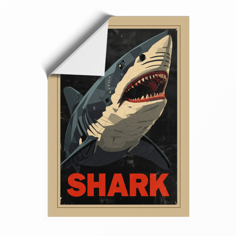 Shark Graphic Art - Framed Print, Unframed, A2 - 59.4 x 42.0 cm