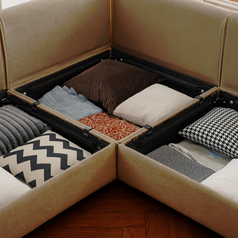 Canapé modulaire moderne 6 pièces avec rangement en chenille douce de style contemporain Cylindrica pour le salon
