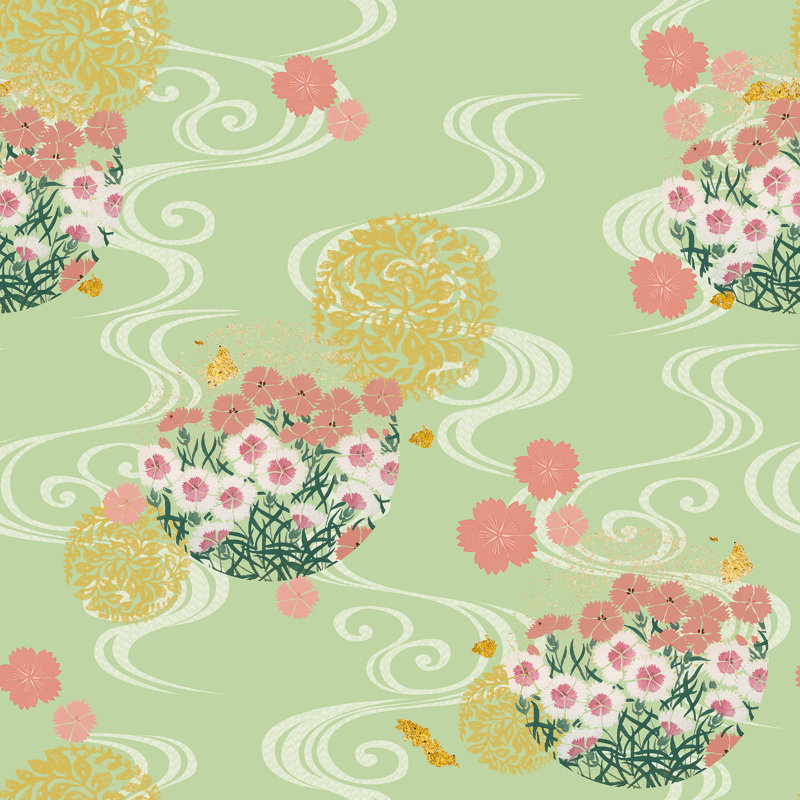 Yuki Osada Floral Wallpaper Double Roll, Green