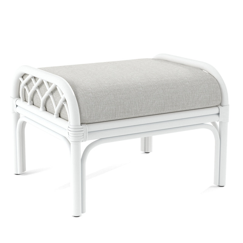 Edgewater Ottoman, Brown Geometric, 0456-33, Frost White