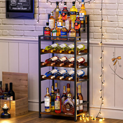 Armoire à vin et porte-bouteilles à plusieurs niveaux, étagère de rangement de vin autoportante à grande capacité pour le vin rouge, le champagne et le whisky, présentoir à bouteilles étagé pour bar personnel, salon, coin, salle à manger