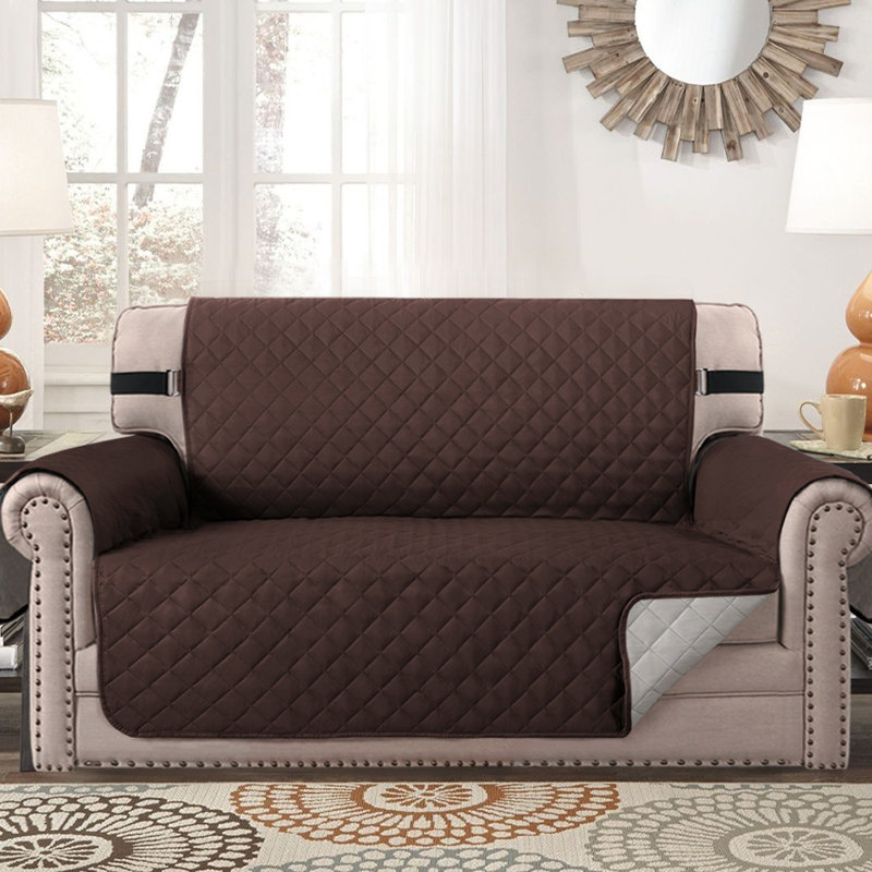 Housse pour fauteuil à coussins carrés/rectangulaires, Polyester à 100 % de couleur brune, H 75 po x l 46 po x P 22 po