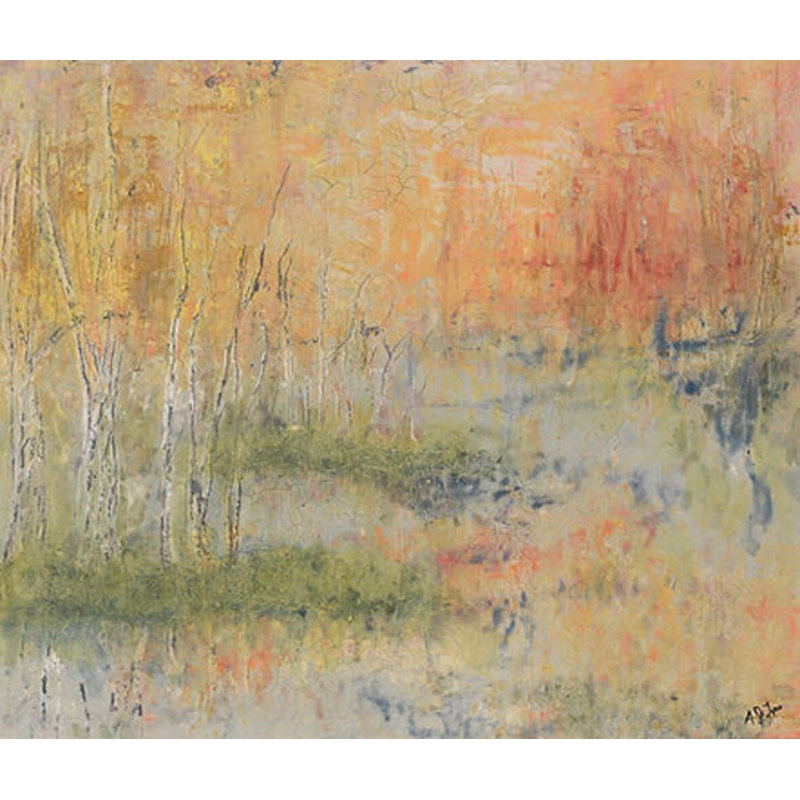 Forêt d'automne, cadre flottant, reproduction d'art sur toile, Cadre blanc