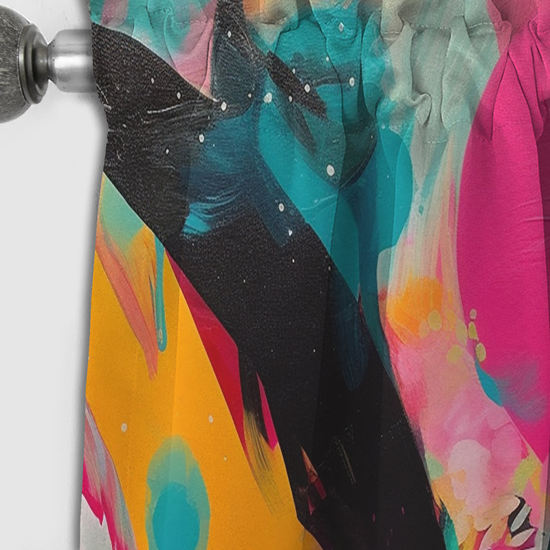 Pink And Turquoise Abstract Enigma I - Abstract Blackout Curtain - 1 Panel, 52" W x 63" L