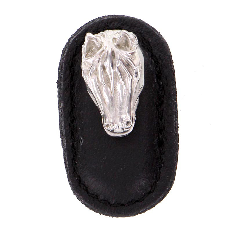 Poignée fantaisie 1,75 po Equestre, Brun, Argent poli