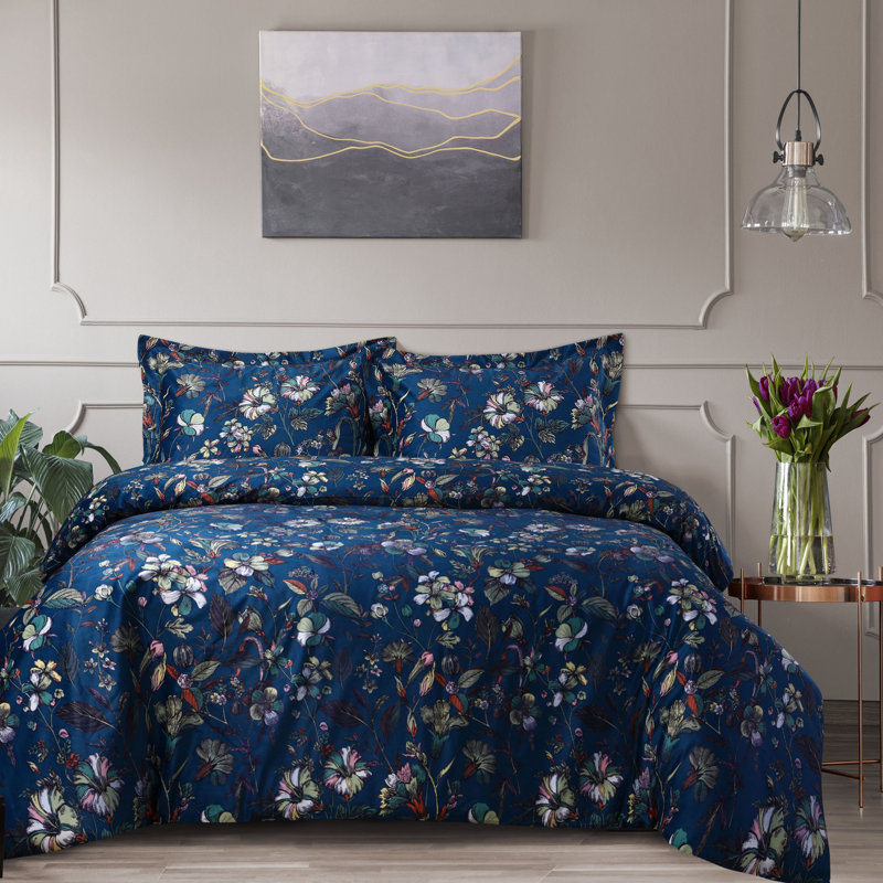 Amara Velvet Floral Duvet Cover, King, Fir Green