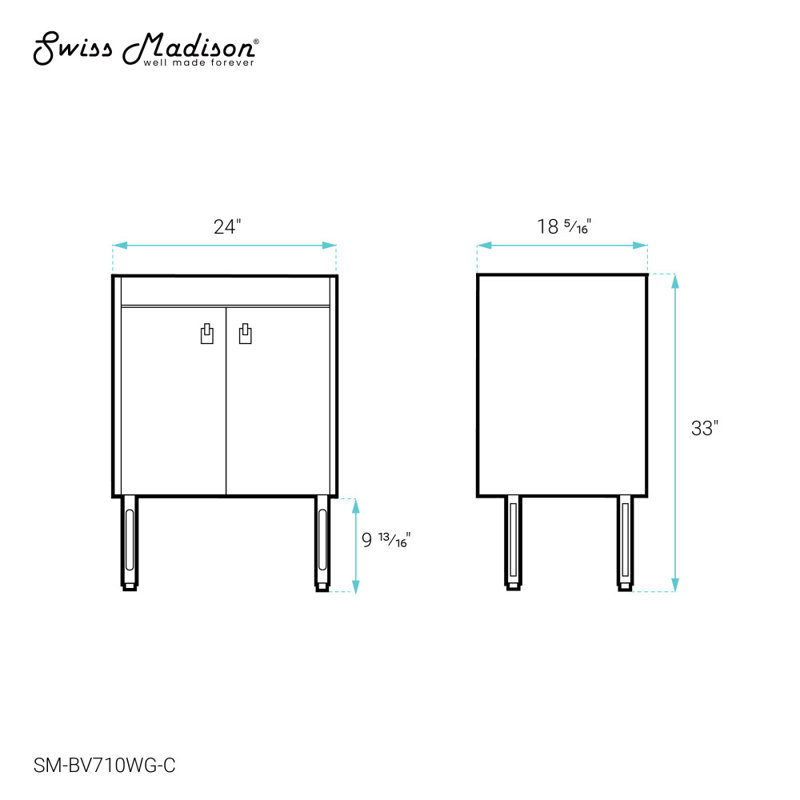 Meuble-lavabo autoportant Lumiére 24 en blanc brillant et armoire dorée seulement