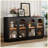 Modern 4-Door Large Storage Buffet Cabinet with Glass Doors-354099235