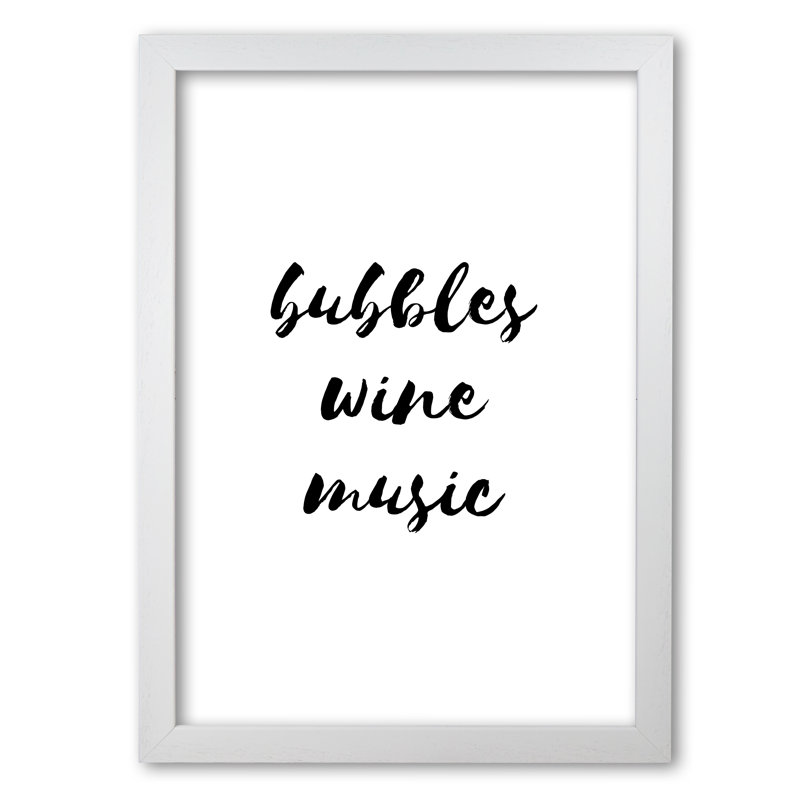 Bubbles Wine Music - Print, White Grain Frame, 42 cm H x 30 cm W x 5 cm D
