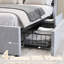 Queen Size Bed Frame With 4 Storage Drawers And Wingback Headboard In Grey Grey Platform Supportive