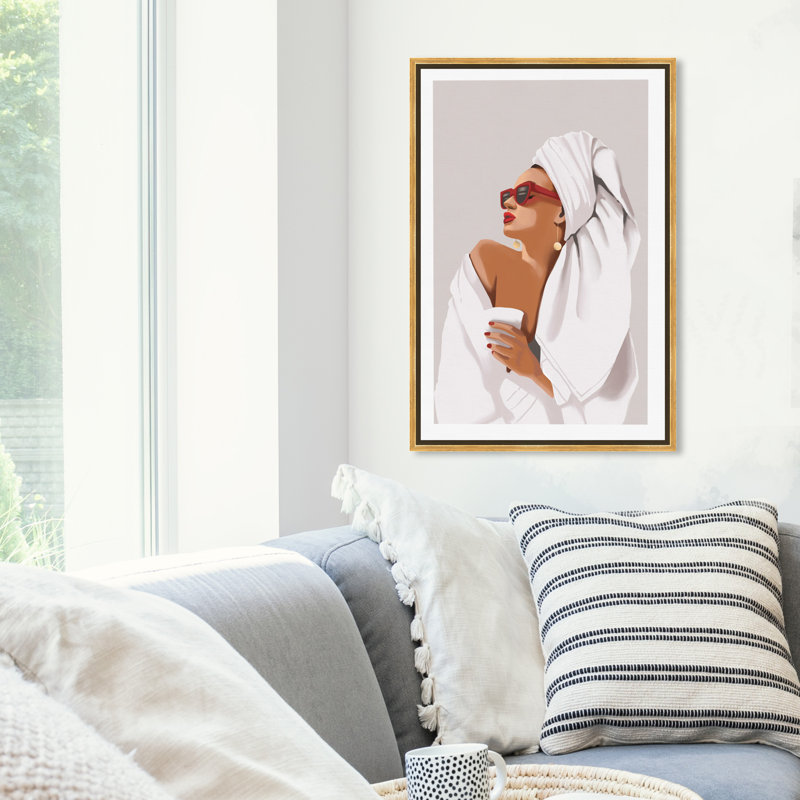«Her Morning routine» - impression, Toile encadrée, H 30 po x l 20 po, Doré
