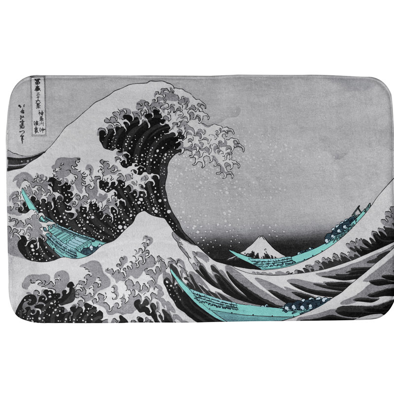 Hague Memory Foam Non-Slip Bath Rug, 21" W x 34" L, Mint/Black/Gray