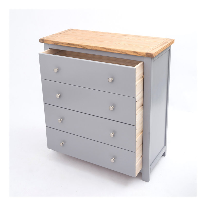 Dupree 90cm W 4 - Drawer Chest of Drawers, Grey/Chrome
