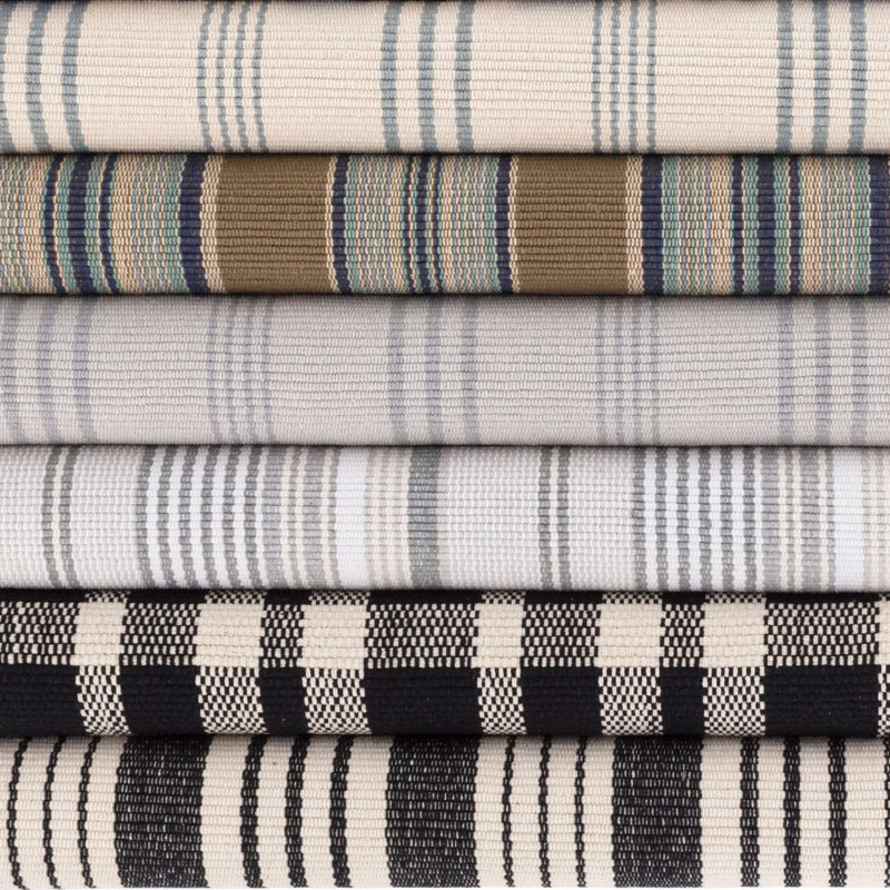 Gradation Ticking Handwoven Cotton Rug, Rectangle 6' x 9'