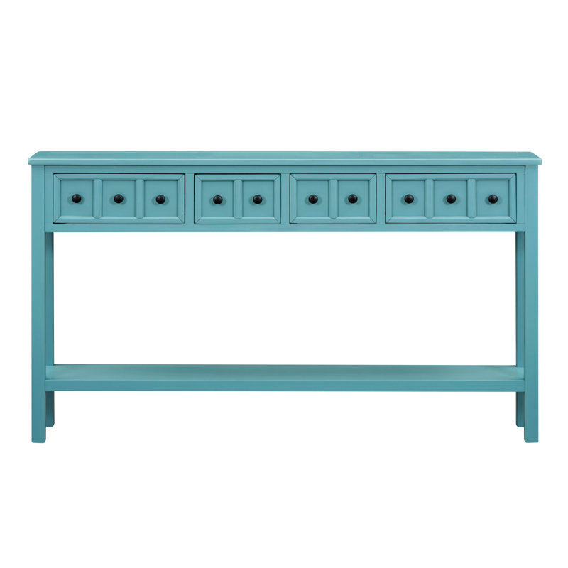 Rustic Entryway Console Table, Turquoise Green