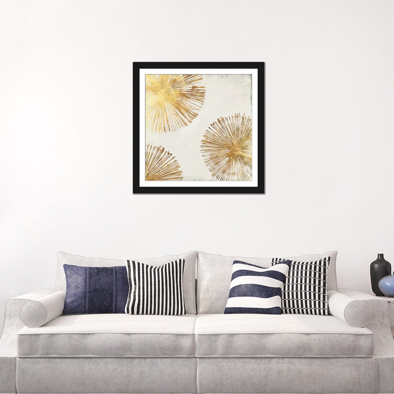 «Gold Star II», impression sur toile, H 24 po x l 24 po x P 1 po, Papier avec cadre noir, Blanc
