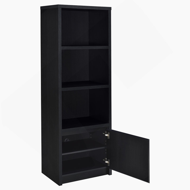 3-Shelf Bookcase With Bottom Cabinet, Black
