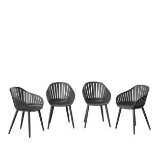 Alyisa Cannes Aluminum Black Dining Chair (Set of 4)