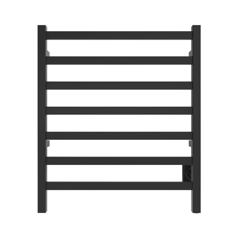 Chauffe-serviettes électrique mural 24 po x 27 po Kontour - noir mat, câblé, rails carrés, H 27 po x l 24 po x P 4 po