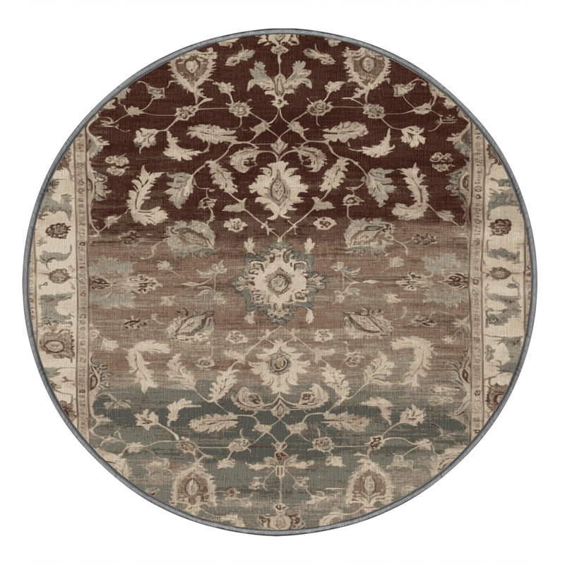 Machine Washable Overdyed Gray Area Rug, Round 5'