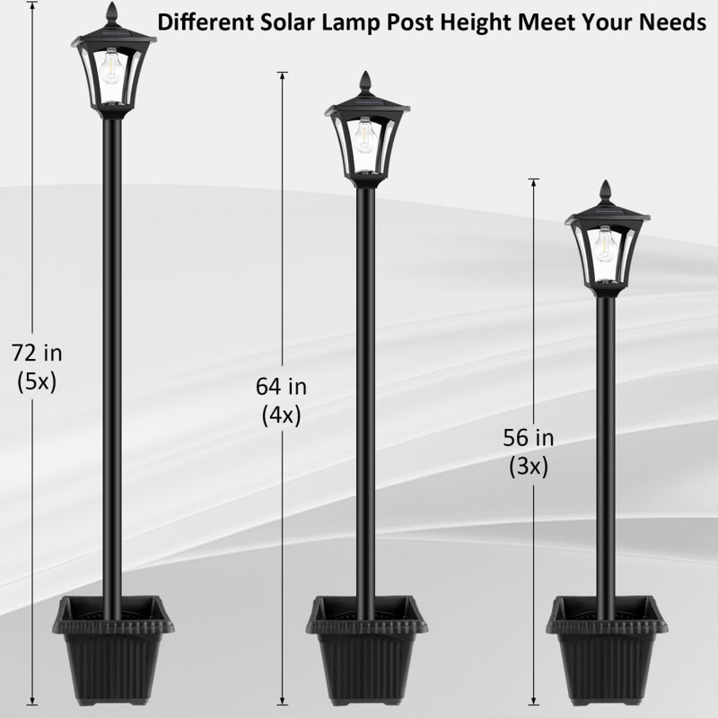 Éclairage solaire extérieur 72 po avec jardinière