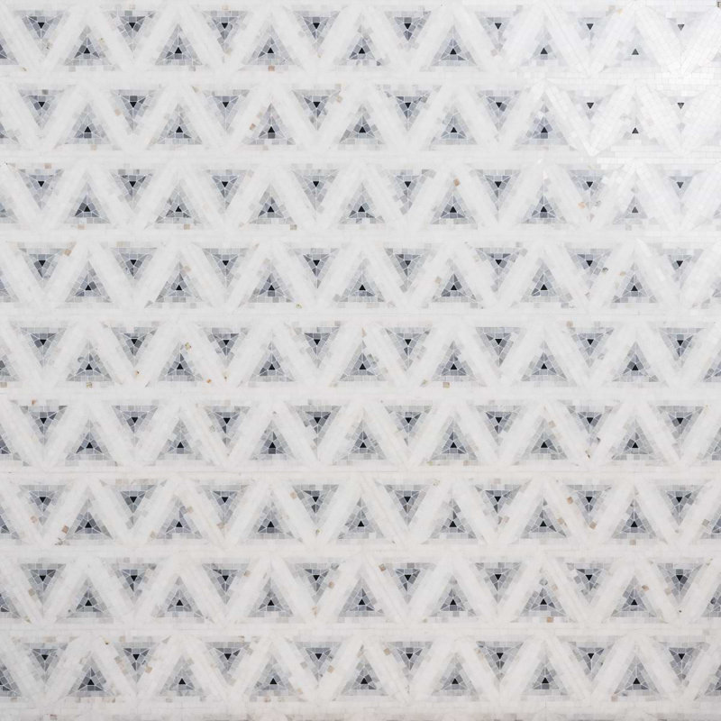 Ako 5" Triangle Marble Micro Mosaic Tile, Grigio Gray