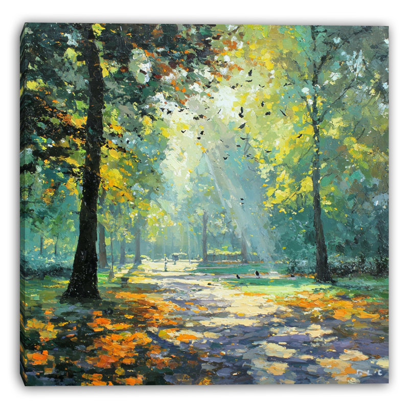 Art mural sur toile Sunlit Park Path, H 40 po x l 40 po