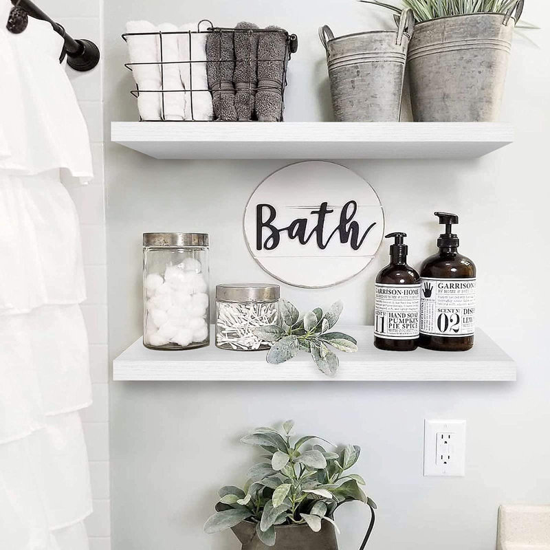 Floating Shelves - Book Shelf For Wall Farmhouse Bathroom Bedroom Kitchen Living Room Set Of 2, 1.5" H x 35.4" W x 9.3" D