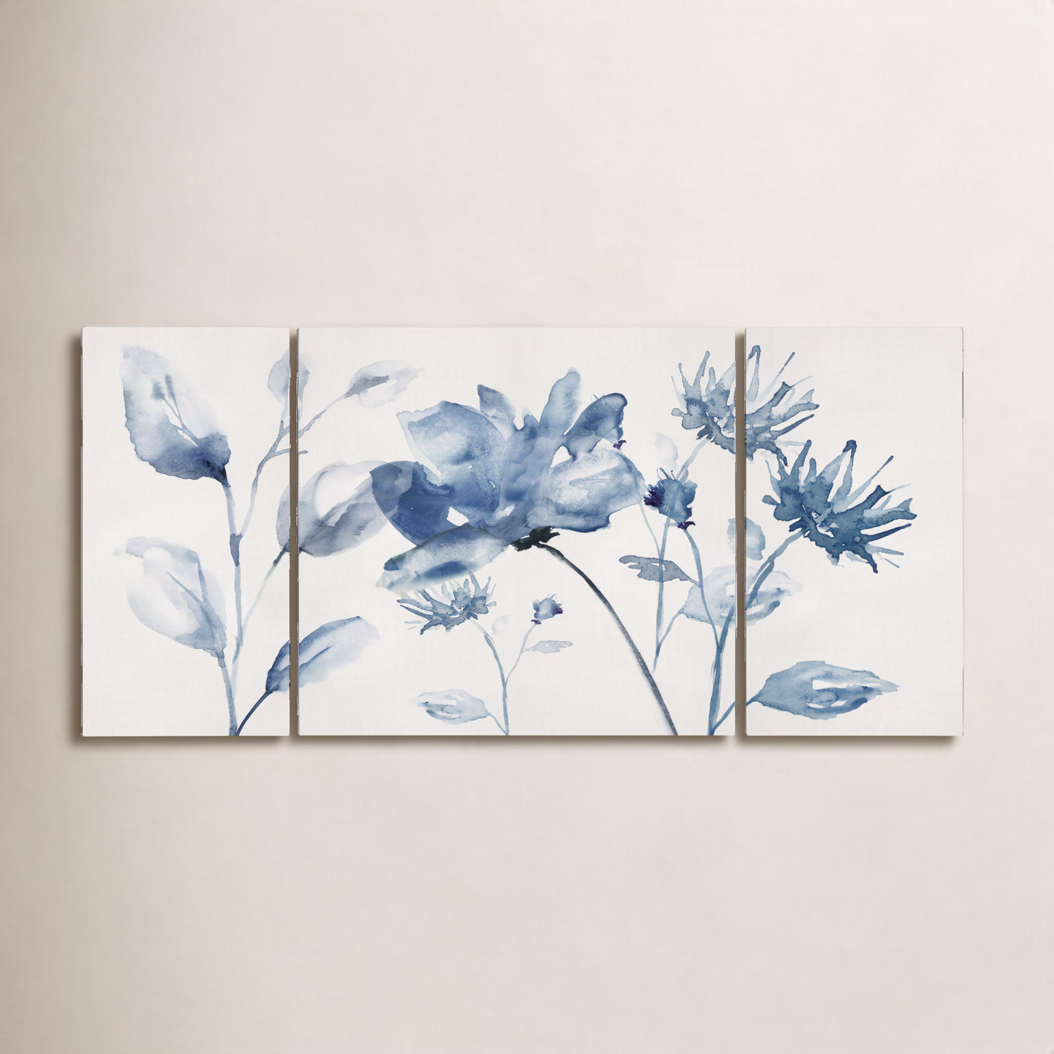 Translucent Blues II Wrapped Canvas Print Set, 32" H x 48" W x 1.5" D