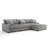 4 - Piece Upholstered Light Gray Faux Rabbit Fur Flannel Modular Sectional Sofa with Throw Pillows & Removable Ottomans-2062713295