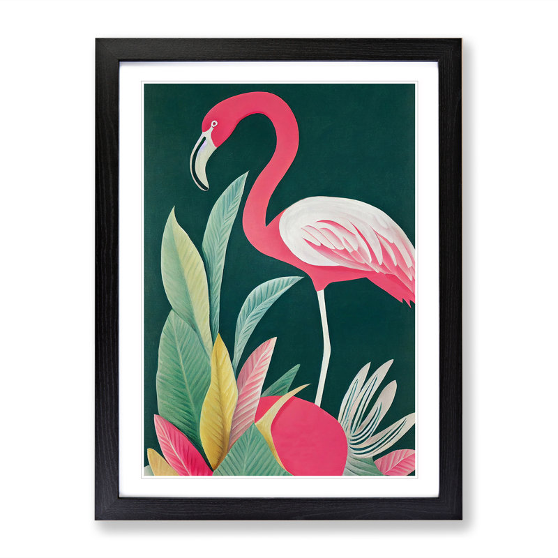 Pretty Flamingo - Single Picture Frame Print, Black Framed, 34cm H x 25cm W x 2cm D