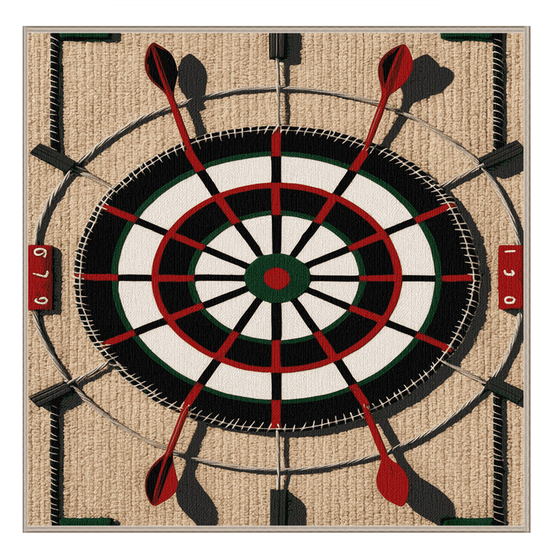 Washable Darts Sports Area Rug, Square 4'