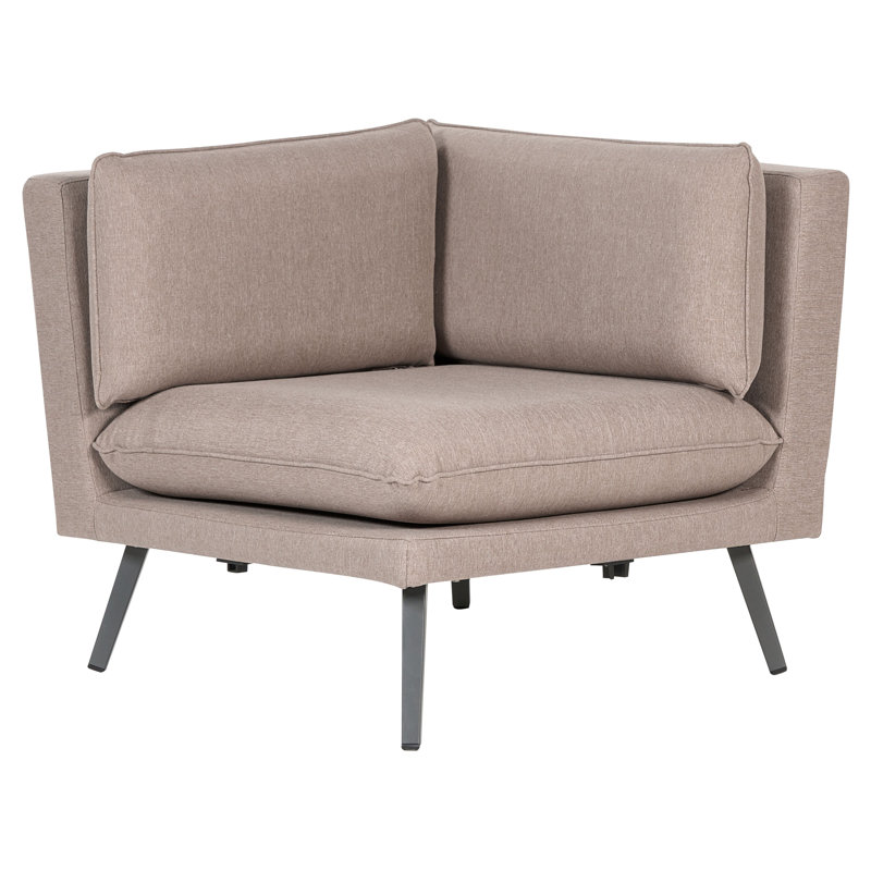 Cimarr 243cm Wide L-Shaped Metal Patio Sectional with Cushions, Beige, Beige