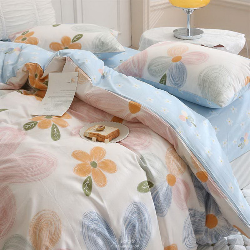 Duvet Cover Cotton Satin Floral Duvet Cover