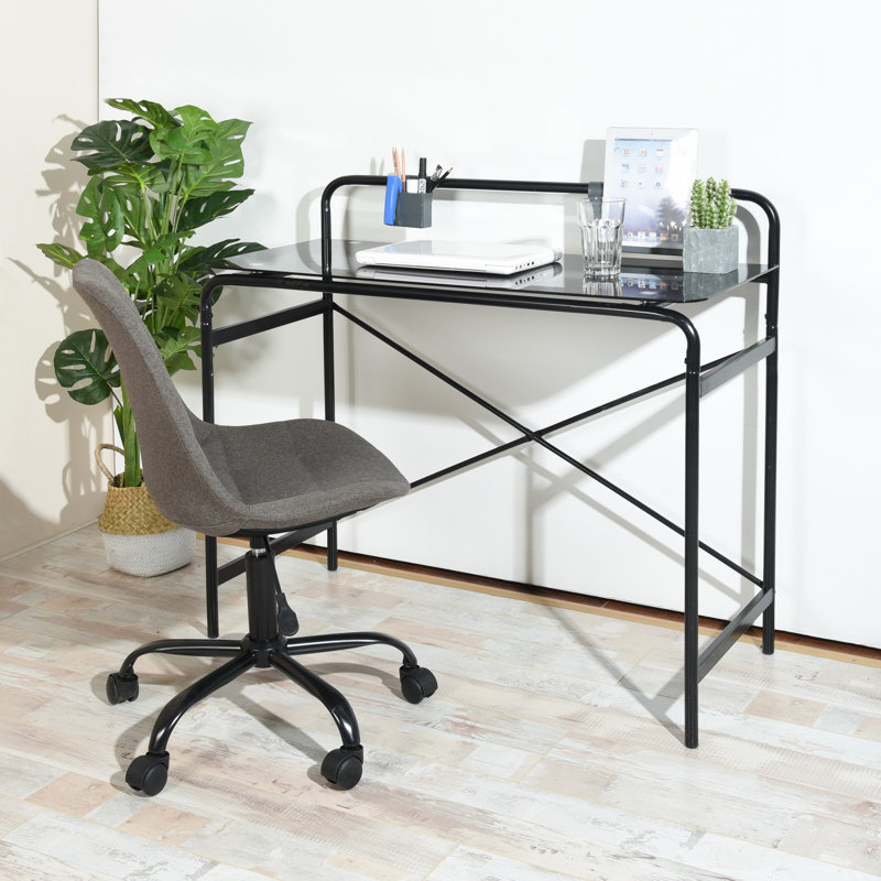 Fritz Glass Top Metal Base Writing Desk