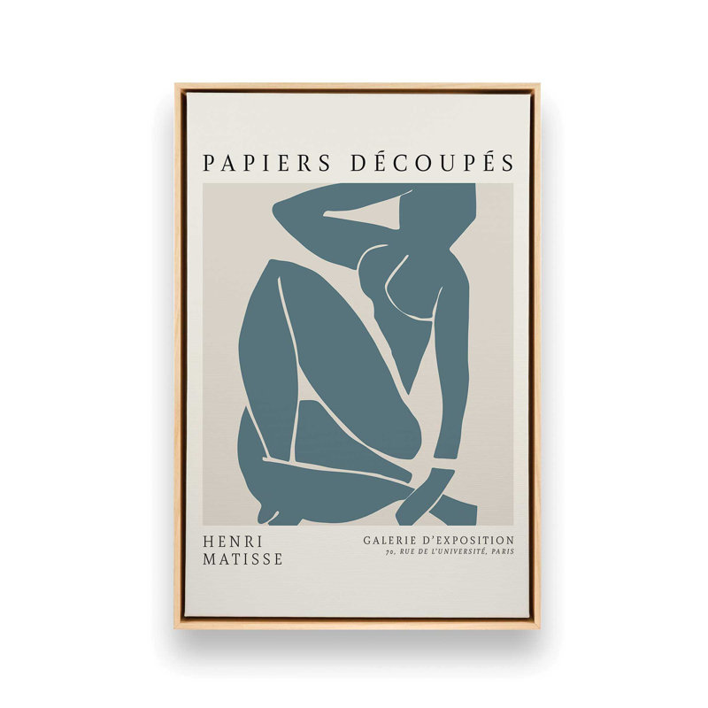 Matisse's Nude III en bleu minuit, Cadre américain en érable flottant, H 18,75 po x l 12,75 po x P 1,75 po