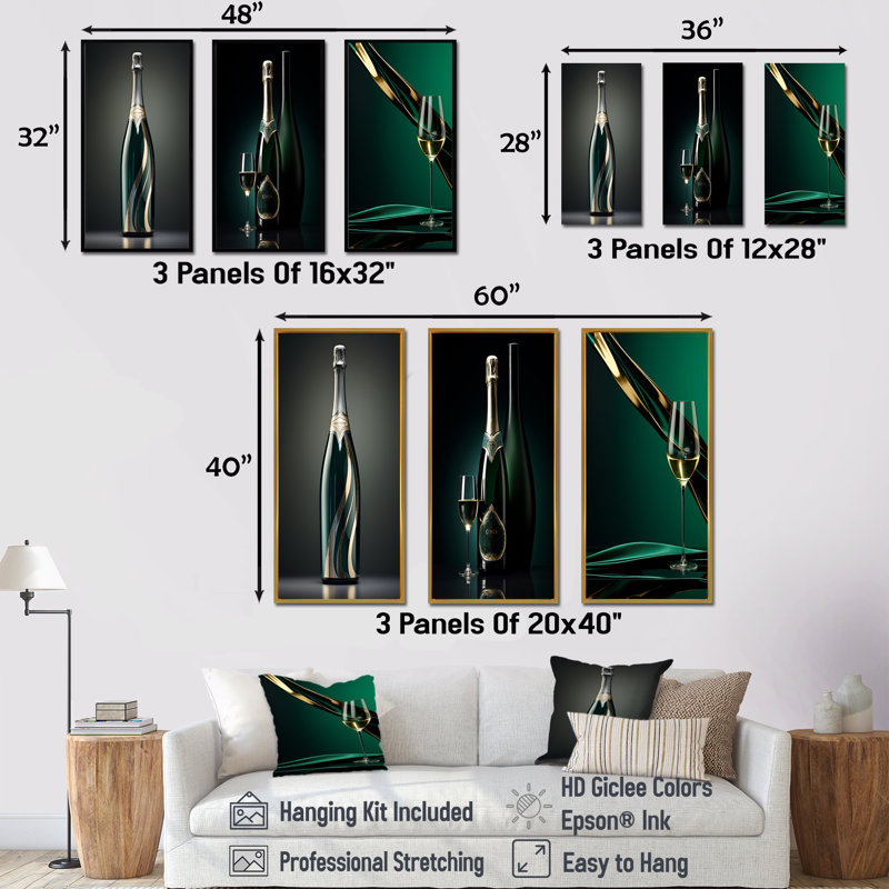 Prestiges Profile Green Champagne, Cadre flottant noir, H 32 po x l 48 po