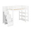 Lit mezzanine simple avec tablettes, garde-robe et lumière DEL blanche