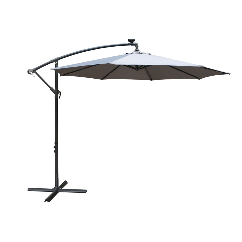 Horan 300cm Lighted Cantilever Parasol, Grey/Black