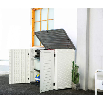 Decksplore 255 Gallons Resin Outdoor Storage Cabinet, Waterproof & Lockable