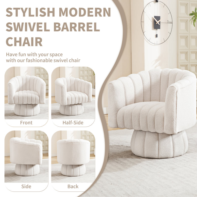Fauteuil demi-tonneau pivotant 28 po, Ourson blanc