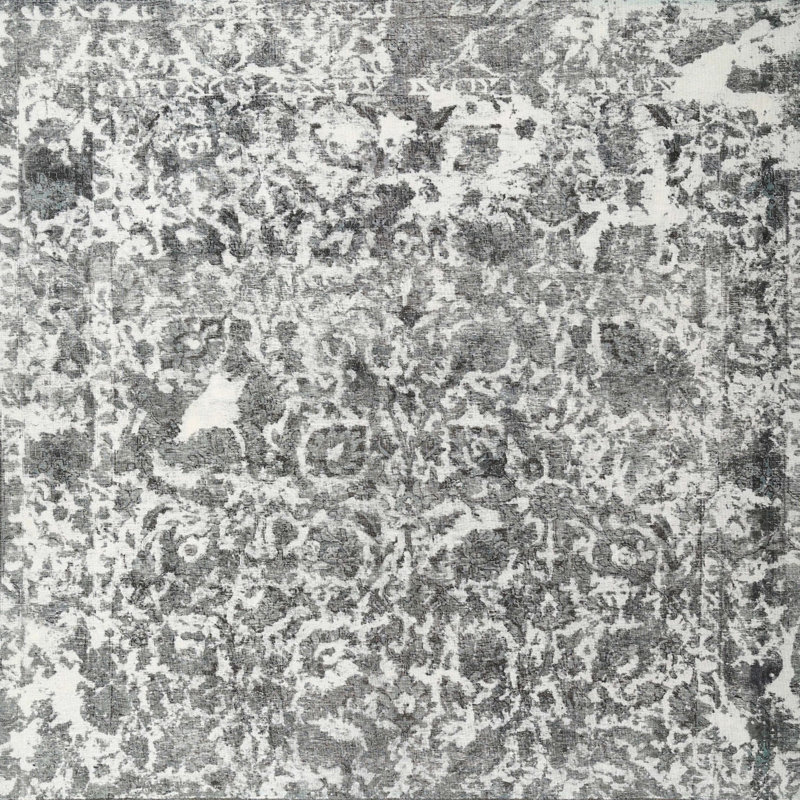 Tapis noir / gris en laine Abstract, Rond 3 pi