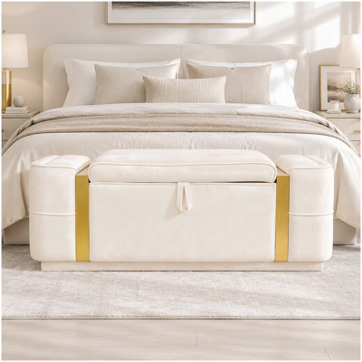 Velvet Upholstered Bench with Flip Top